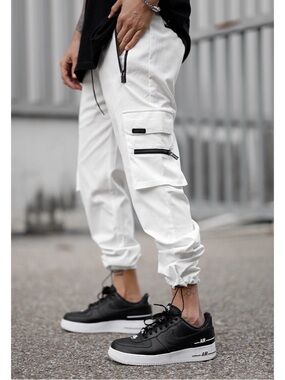 Deception White Techwear Cargo Pants Joggers Waterproof Streetwear M